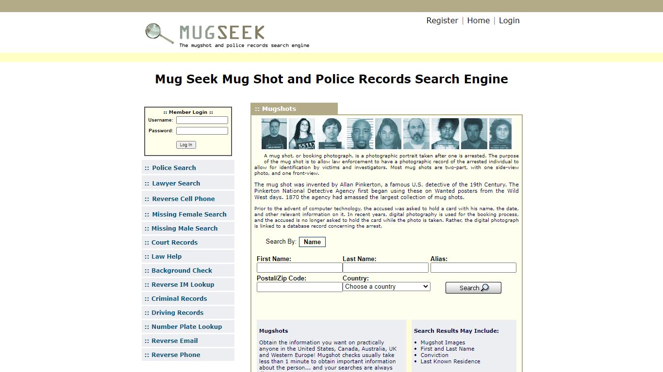 Mug Seek Mug Shot and Police Records Search Engine